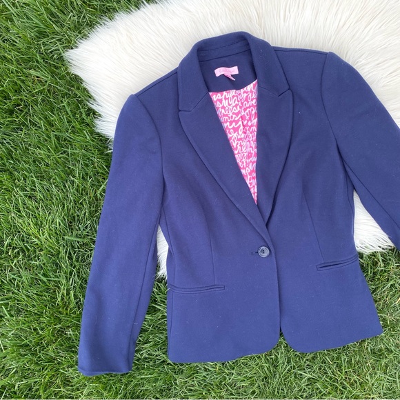 Lilly Pulitzer Jackets & Coats Lilly Pulitzer Navy Blue Knit Blazer